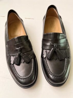 Johnston & Murphy Black Leather Tassel Loafers
